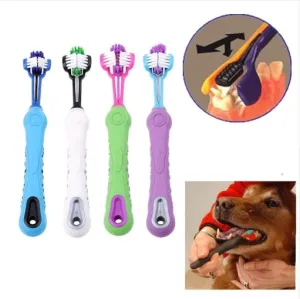 1 random color toothbrush pet plush dog brush in addition to bad breath tartar dental care dog cat cleaning supplies