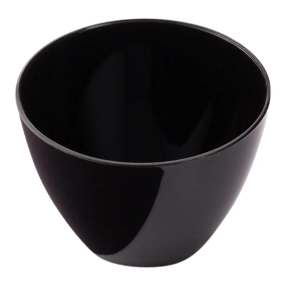 100 2 oz Round Black Plastic Mini Tasting Bowls and 100 Silver Plastic 4" Mini Spoons