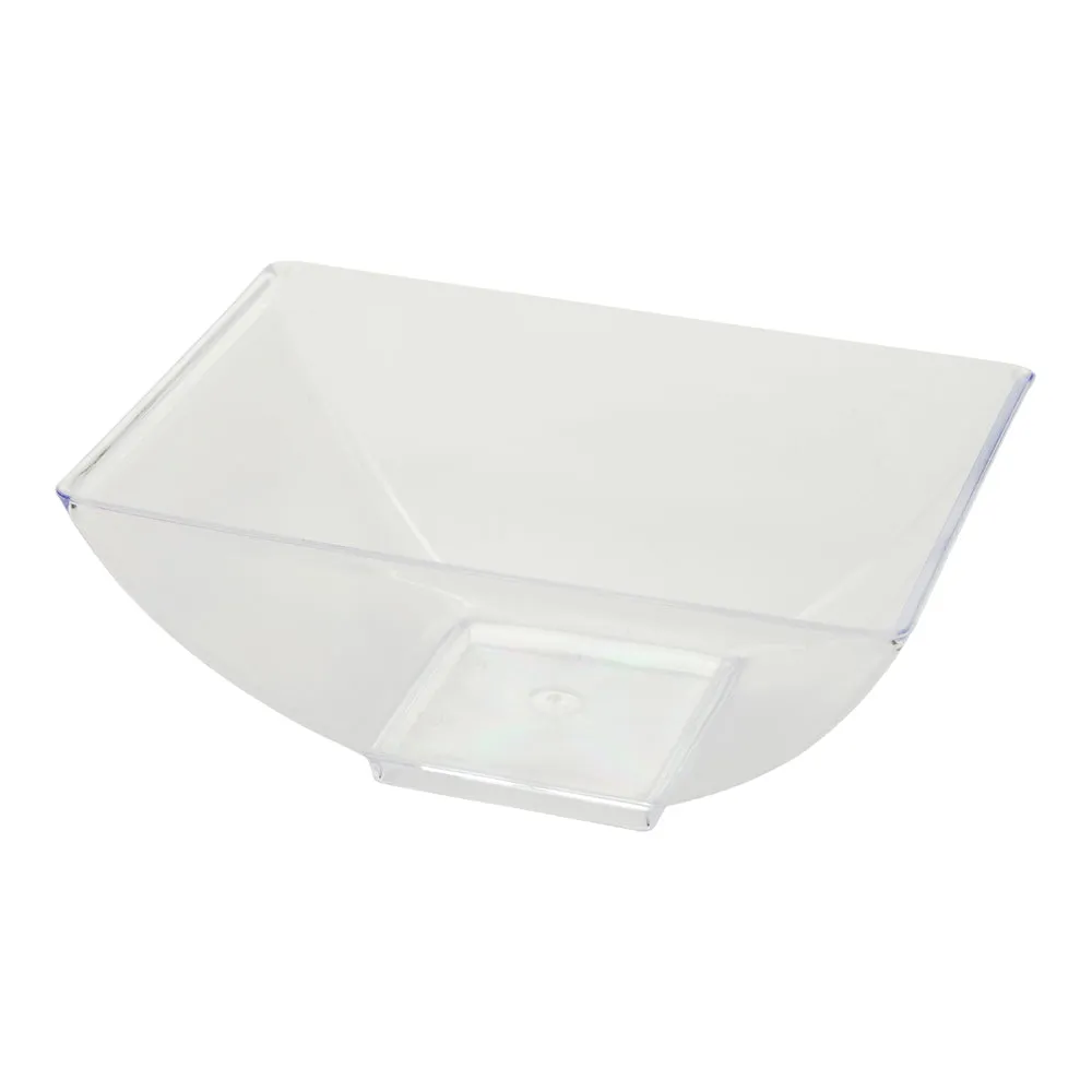 100 3 oz Rectangle Clear Plastic Small Architetto Bowls and 100 Silver Plastic 4" Mini Forks