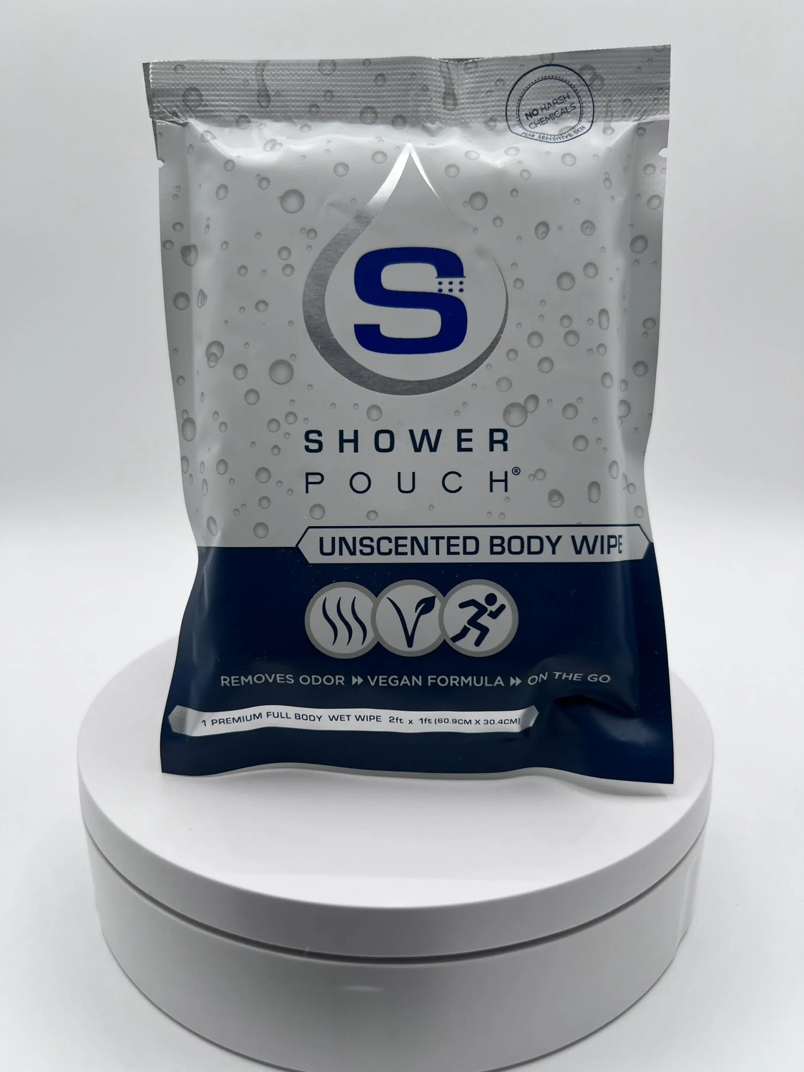 15-pack Shower Pouch XL (2' x 1') Body Wipes