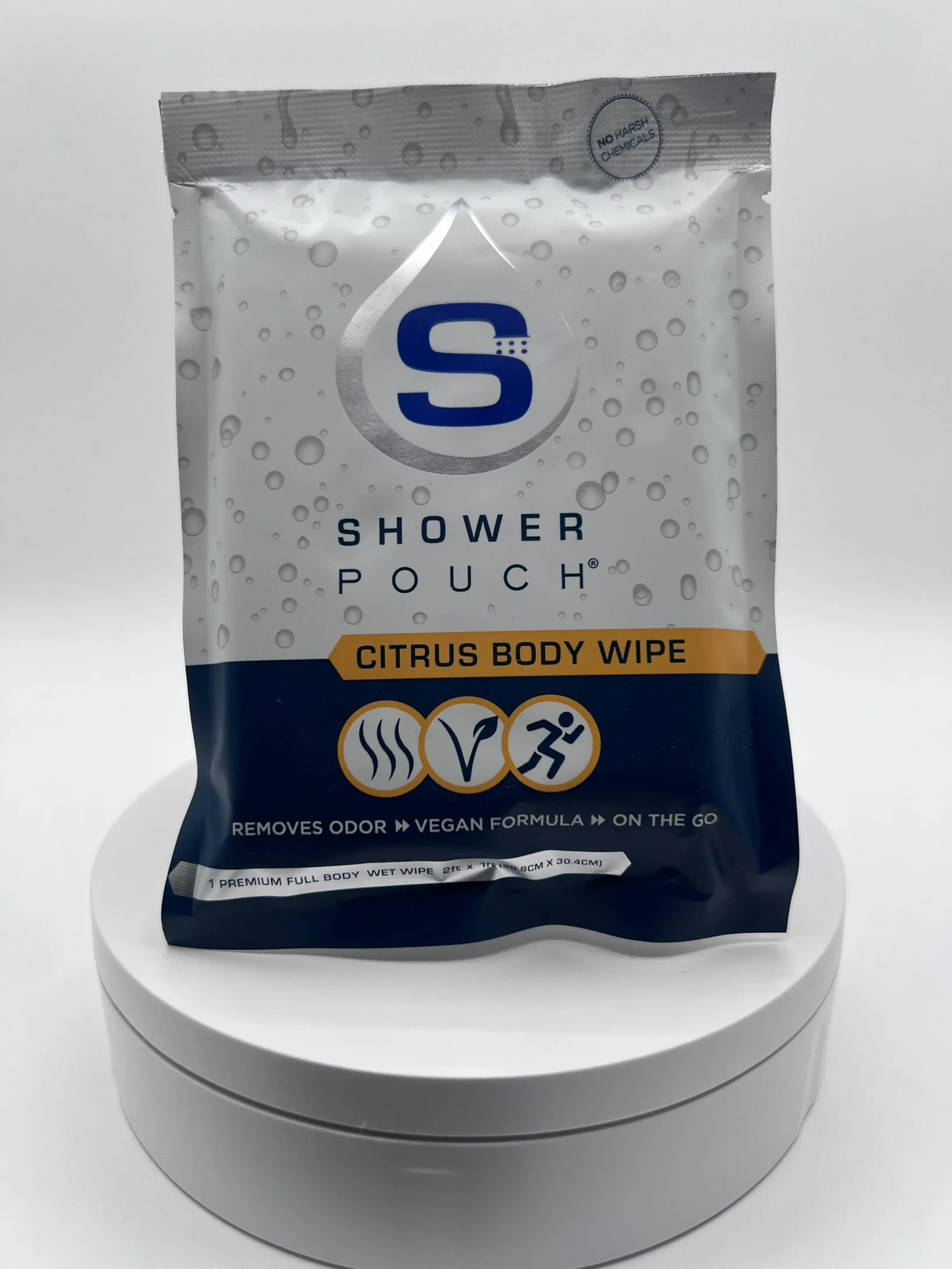 15-pack Shower Pouch XL (2' x 1') Body Wipes