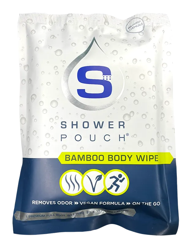 15-pack Shower Pouch XL (2' x 1') Body Wipes