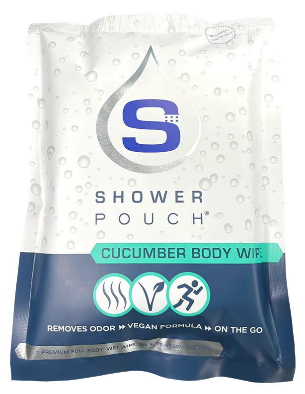 15-pack Shower Pouch XL (2' x 1') Body Wipes