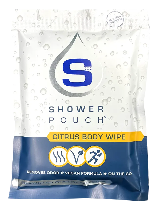 15-pack Shower Pouch XL (2' x 1') Body Wipes