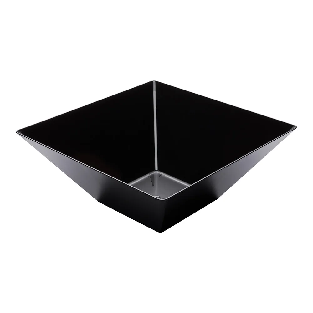 160 oz Square Black Plastic Large Modern Serving Bowl - 11" x 11" x 4 1/2" - 25 count box