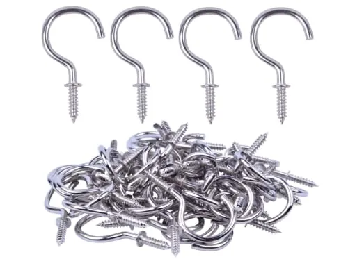 1in/25mm J Hook Stainless Steel Ceiling Hooks Cups Screw Holder