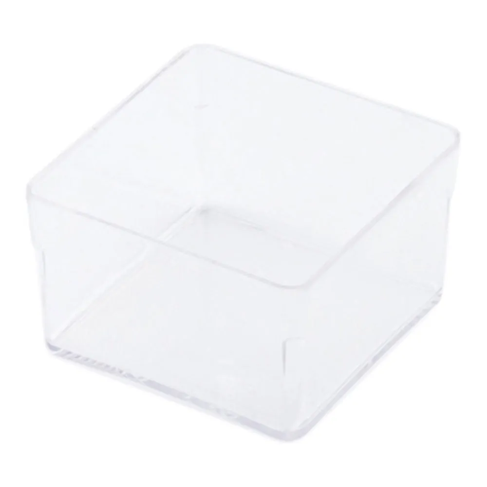 2 oz Square Clear Plastic Short Quadrato Cup - 1 3/4" x 1 3/4" x 1" - 100 count box