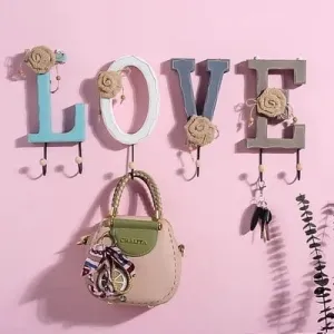 4 PCs Wooden Wall Hook(5102)-Love