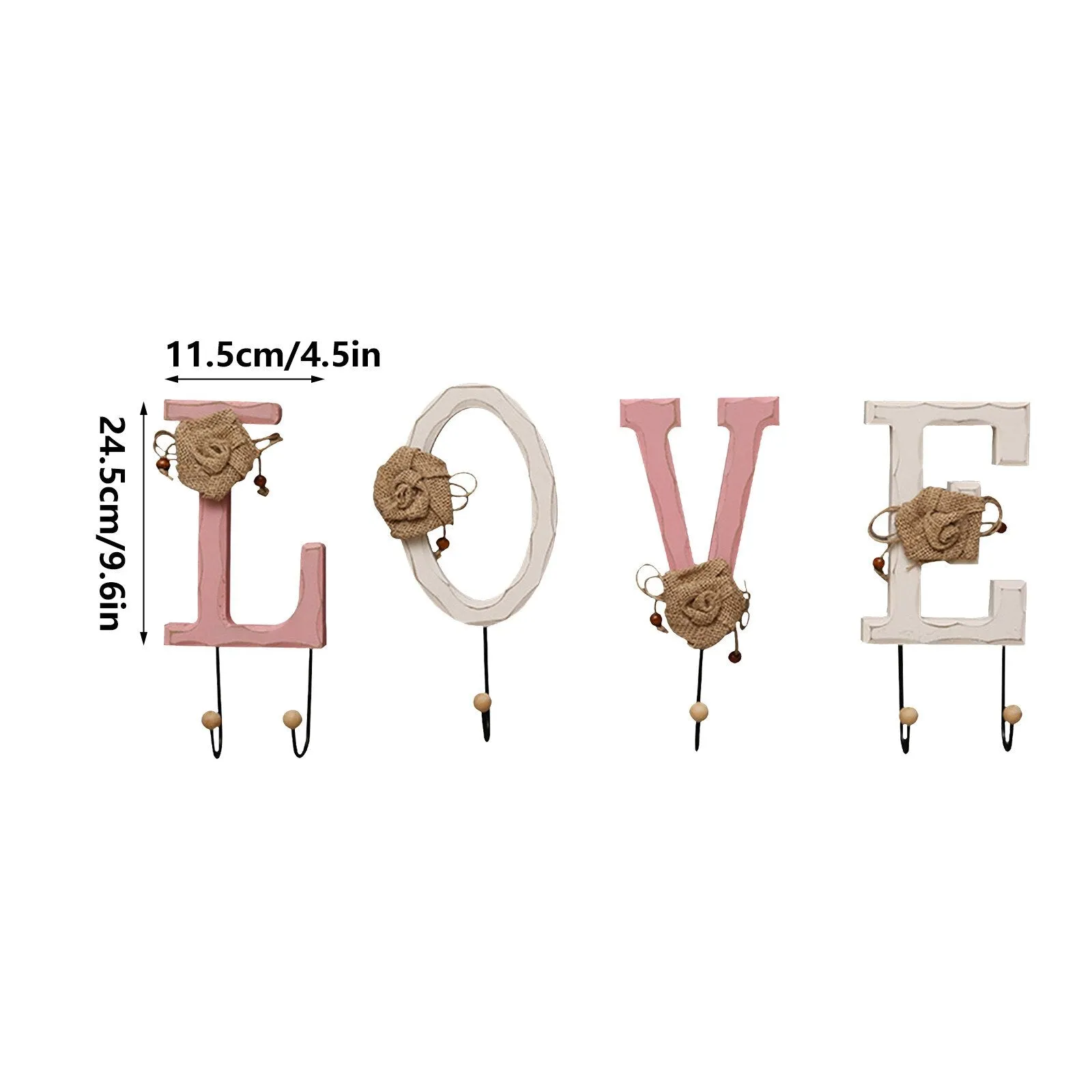 4 PCs Wooden Wall Hook(5102)-Love