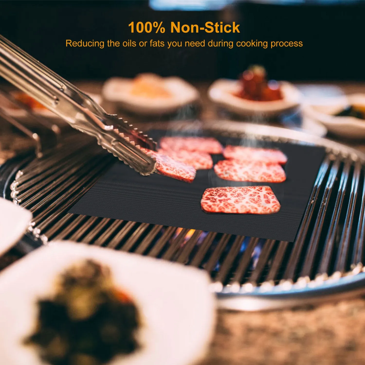 4Pcs BBQ Grill Mat Non-Stick Mat Baking Mat Reusable Reversible Washable FDA-Approved for Gas Charcoal