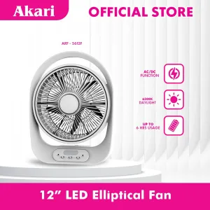 Akari 12 Rechargeable Eliptical Led Fan w/ 15W LED ARF-5612F