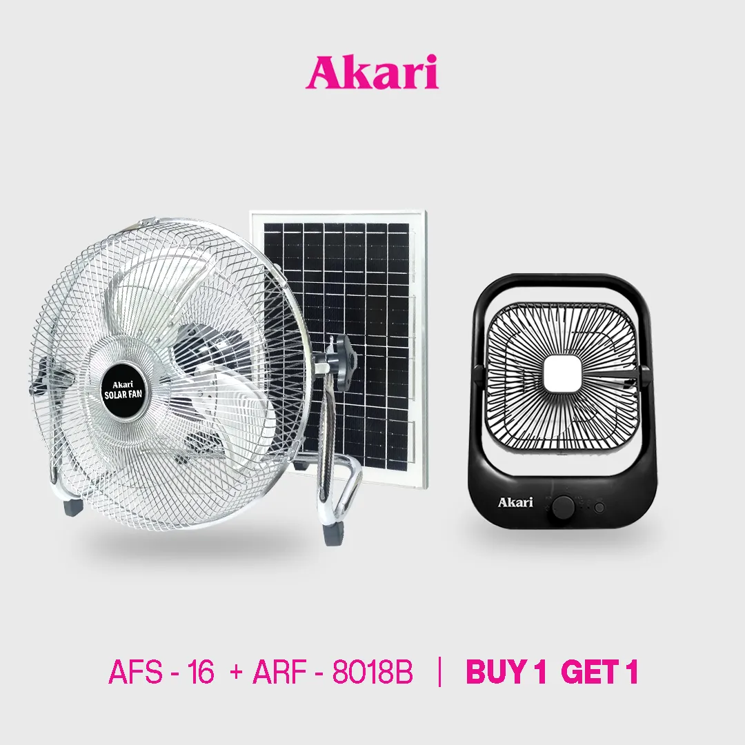 Akari 16 Solar Rechargeable Fan   Free 8 Rechargeable Fan