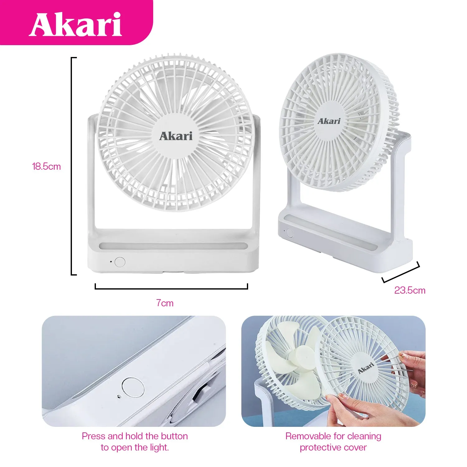 Akari B1T1 : Rechargeable Multi Mount Fan (ARF-MF01)