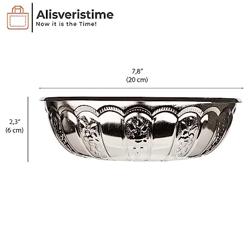 Alisveristime Turkish Hammam Bath Bowl Metal Construction 1.06 Qt Silver