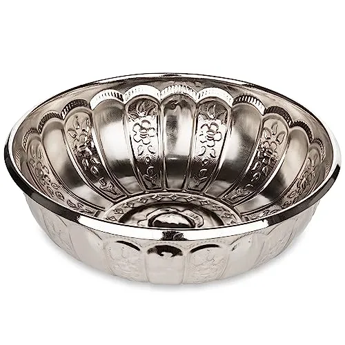 Alisveristime Turkish Hammam Bath Bowl Metal Construction 1.06 Qt Silver