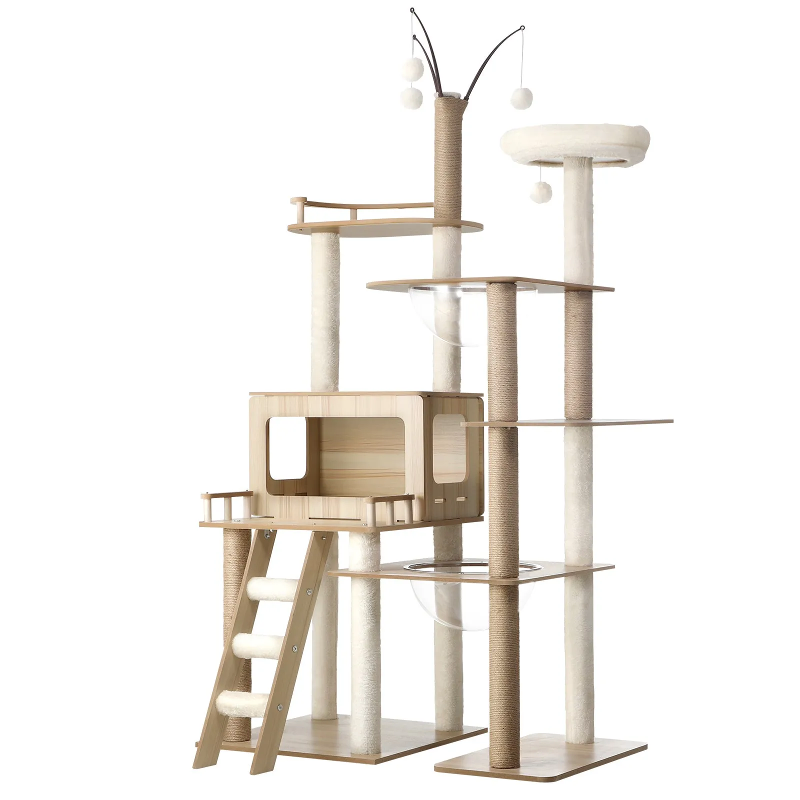 Alopet Large Cat Tree Wood Scratcher Scratching Post Tower Condo House Bed 172cm