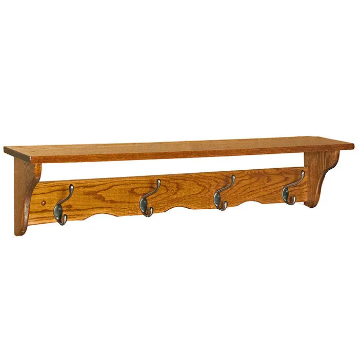 Amish Wood Coat Hooks Shelf