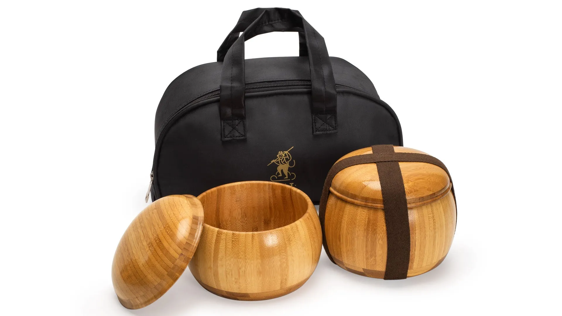 Bamboo Go Bowls (Gosu) and Carrying Bag for Go Game Stones - 5.8 x 4.3-Inch