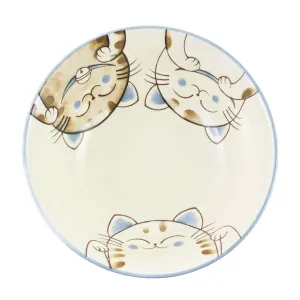 Blue Lucky Cat Japanese Ramen Bowl, 21cm