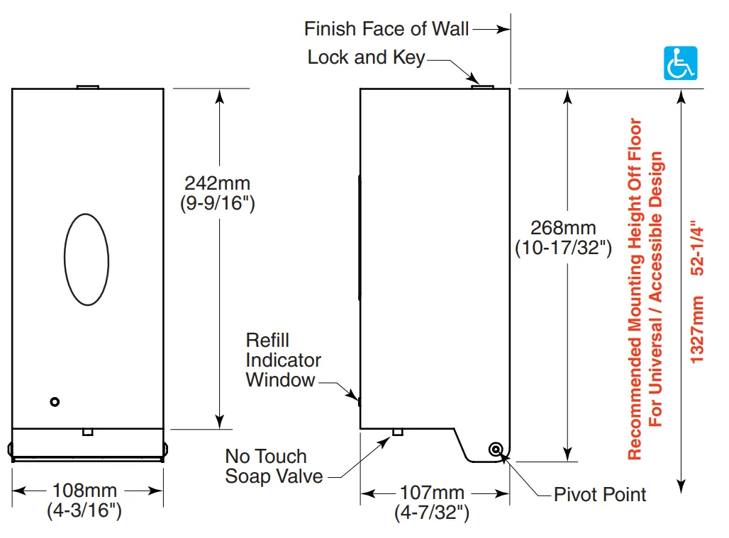 Bobrick B-2012 Automatic Wall-Mounted Soap Dispenser