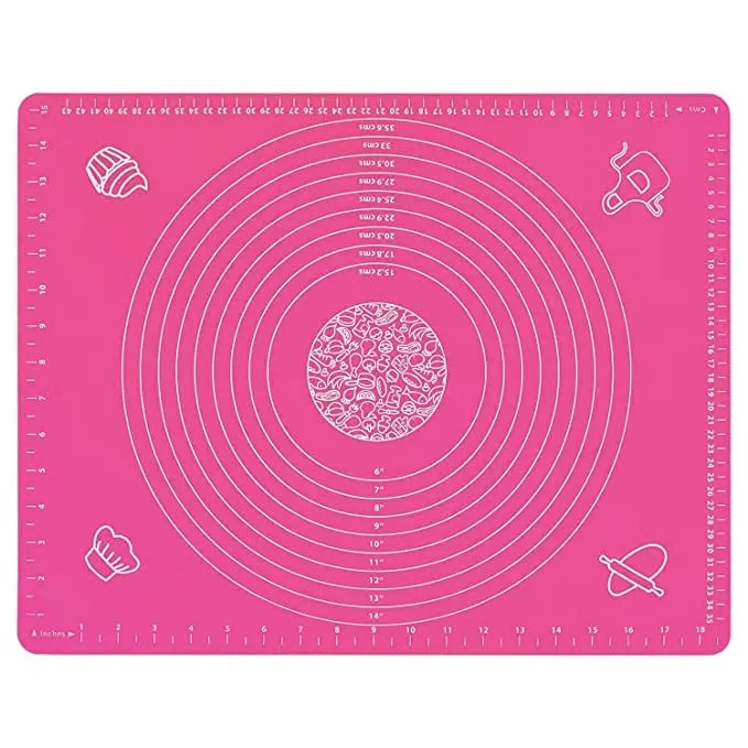 Carrot - Silicone Baking Mat Silicone Chapati Atta Kneading Mat Non-Stick Fondant Rolling Mat Stretchable for Kitchen Roti Chapati (Baking Mat 50 * 40 cm) (Pink, 1)