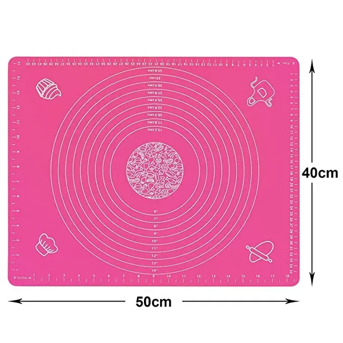 Carrot - Silicone Baking Mat Silicone Chapati Atta Kneading Mat Non-Stick Fondant Rolling Mat Stretchable for Kitchen Roti Chapati (Baking Mat 50 * 40 cm) (Pink, 1)