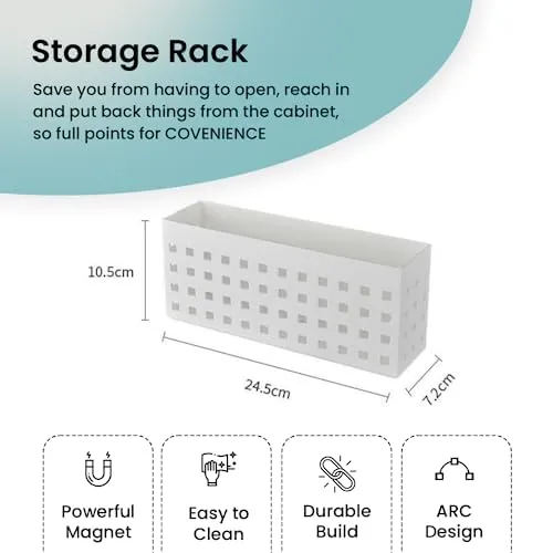 CHESTON Magnetic Storage & Magnetic Hooks - Durable Organizer for Metal Surfaces: Refrigerators, Microwaves, Metal Almirah (Set of 2)