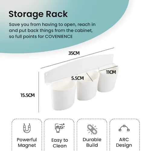 Cheston Magnetic Storage & Paper Towel Hanger - Durable Organizer for Metal Surfaces: Refrigerators, Microwaves & Metal Almirah (Set of 2)