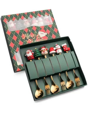 Christmas Fork And Spoon Gift Set- Stainless Steel Creative Tableware