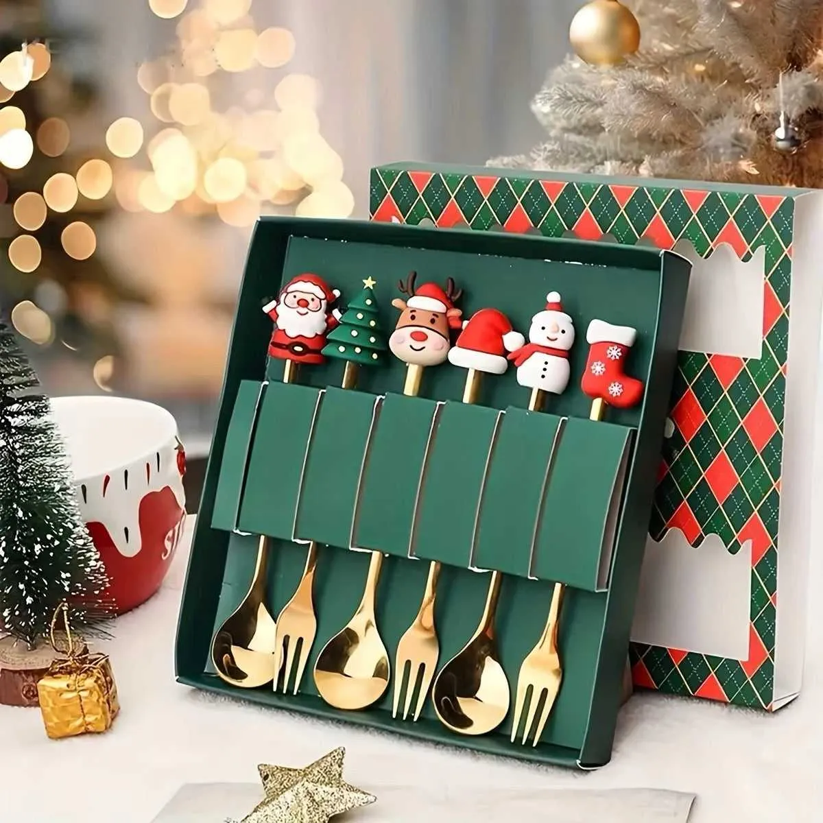 Christmas Fork And Spoon Gift Set- Stainless Steel Creative Tableware