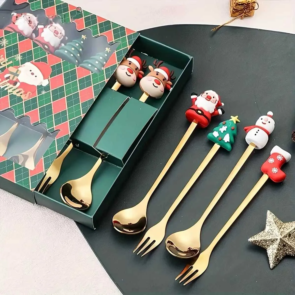 Christmas Fork And Spoon Gift Set- Stainless Steel Creative Tableware