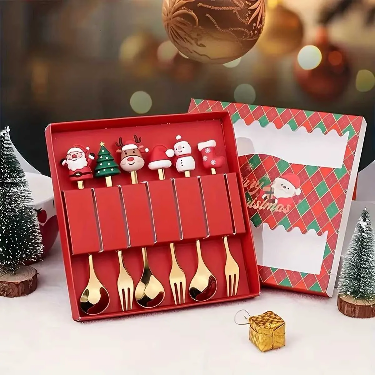 Christmas Fork And Spoon Gift Set- Stainless Steel Creative Tableware