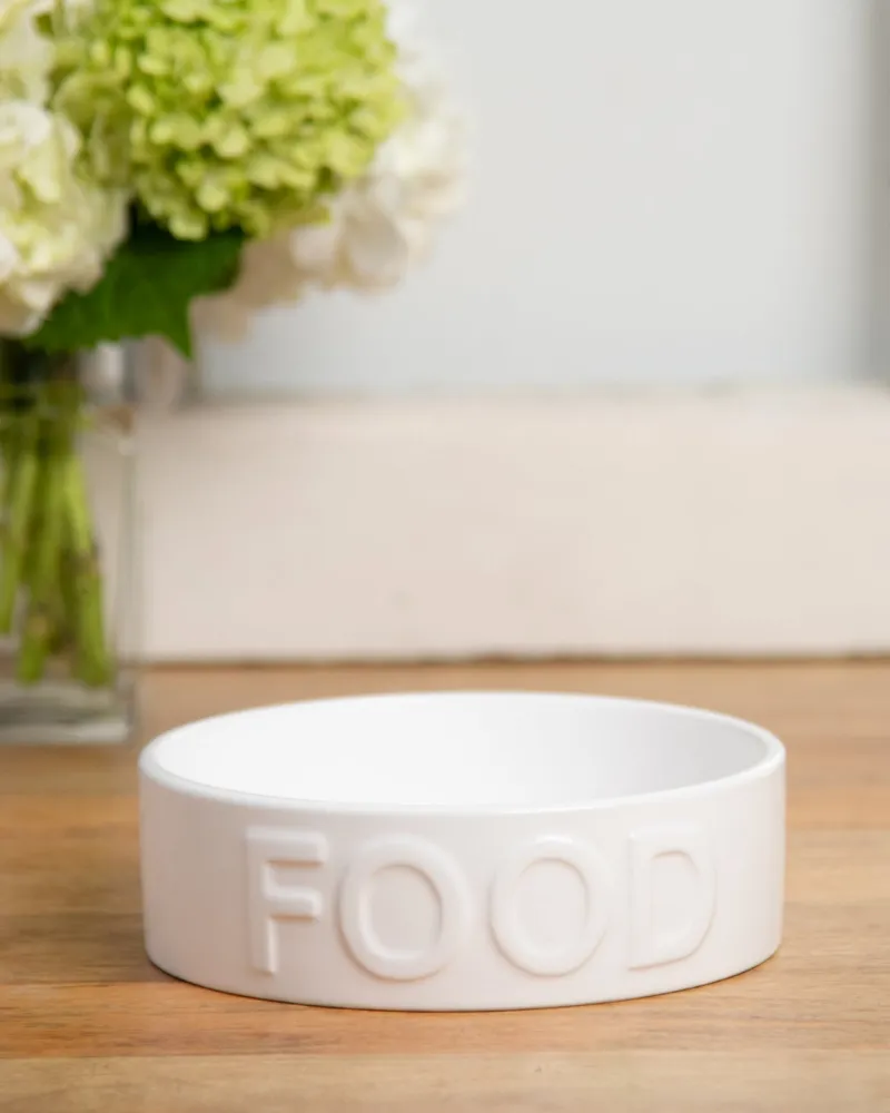 Classic Food Ceramic Pet Bowl in White (FINAL SALE)