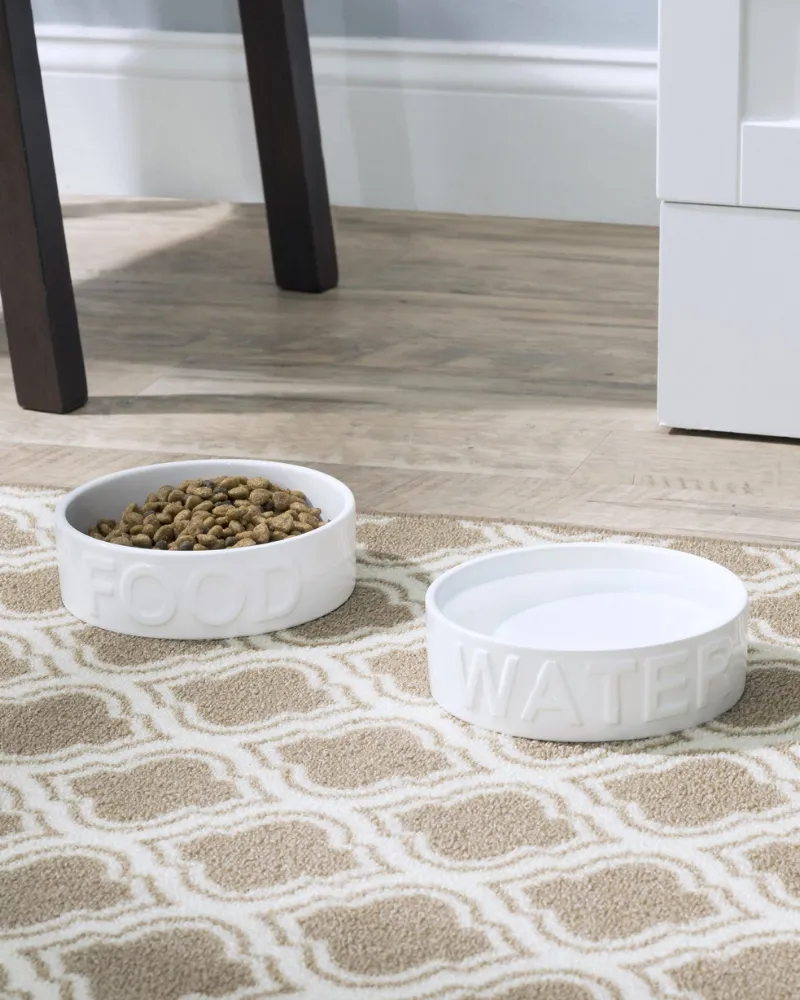 Classic Water Ceramic Pet Bowl in White