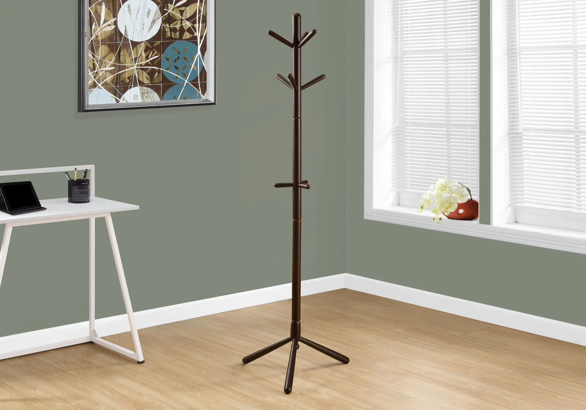 Coat Rack - 69"H / Cappuccino Wood Contemporary Style