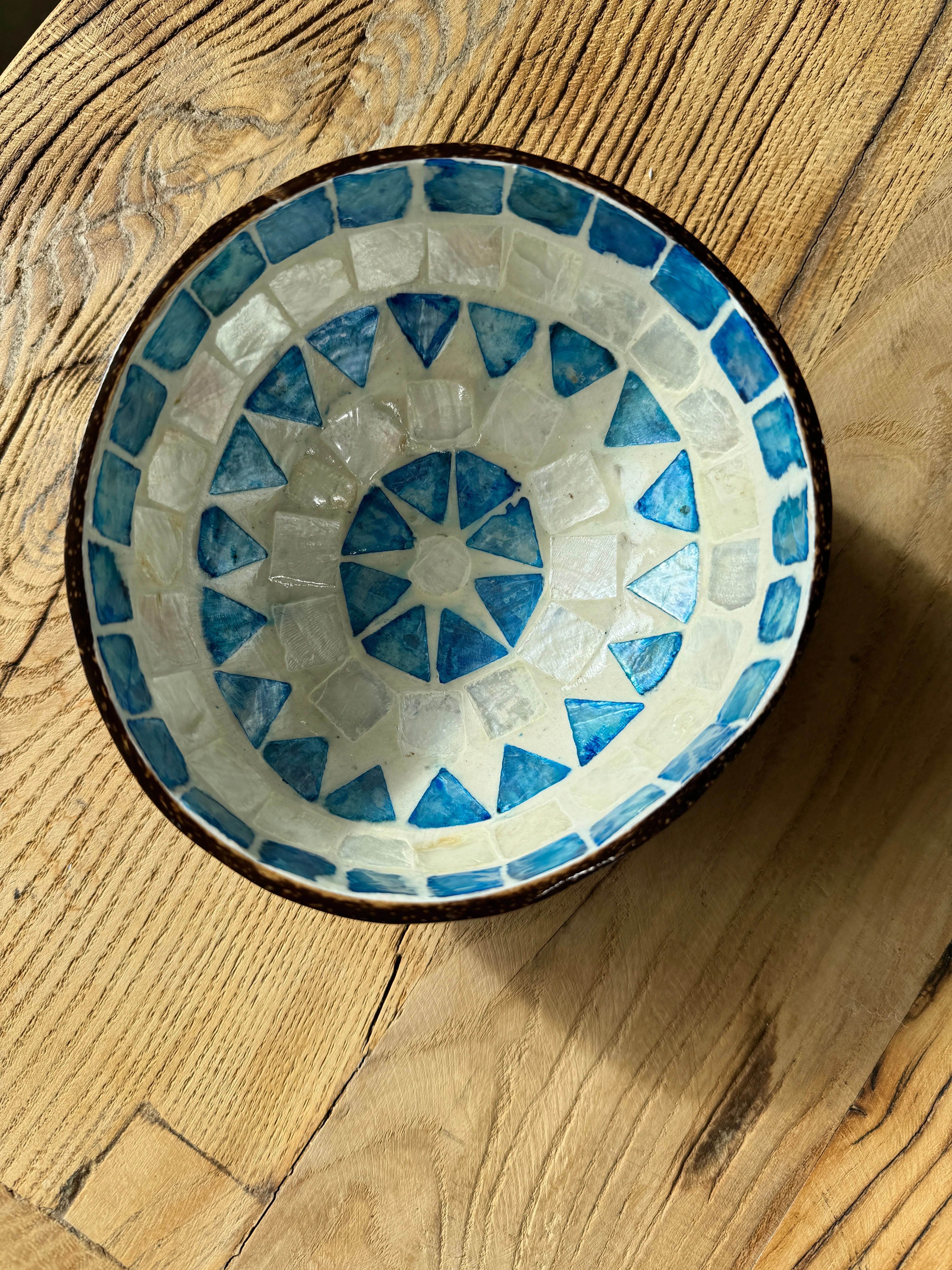 Coconut Bowl - Blue Inlay