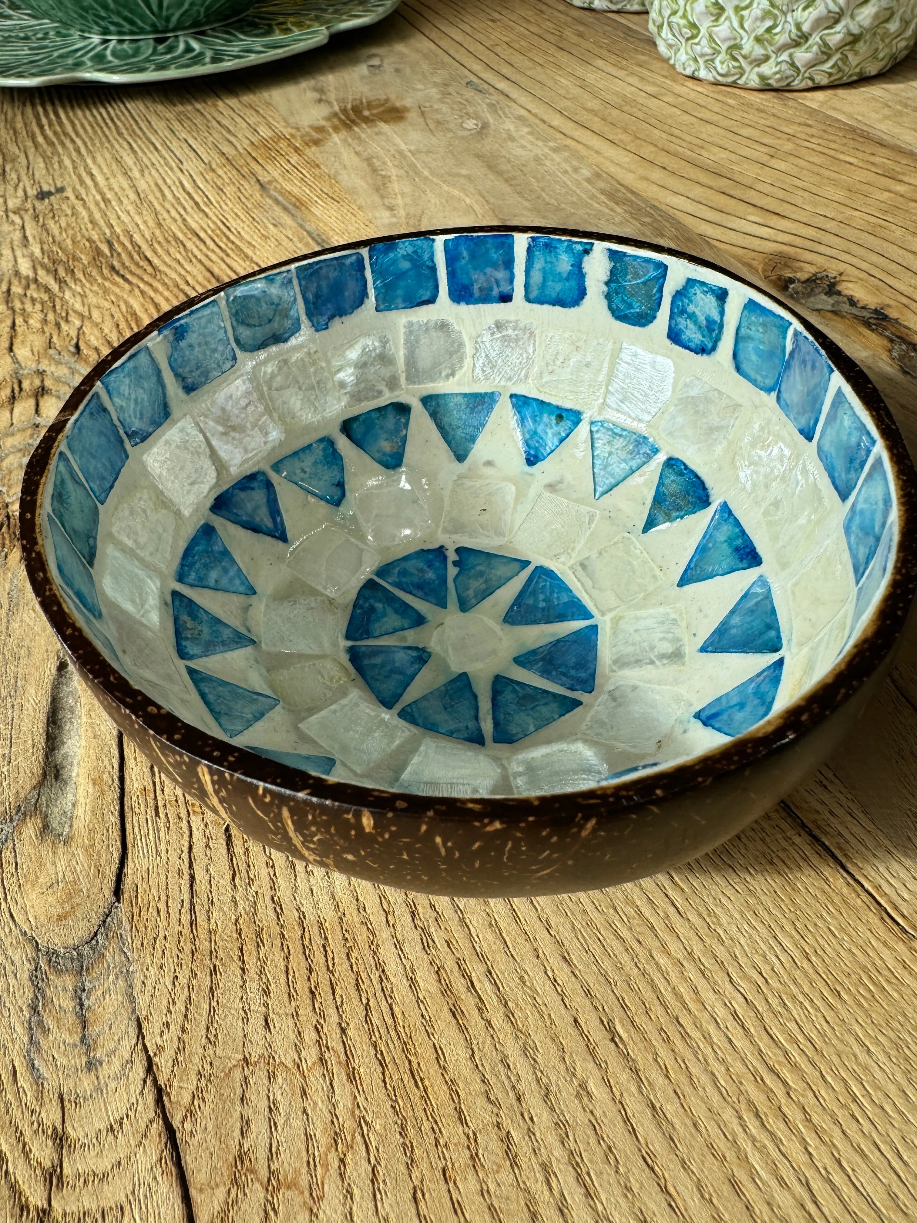 Coconut Bowl - Blue Inlay