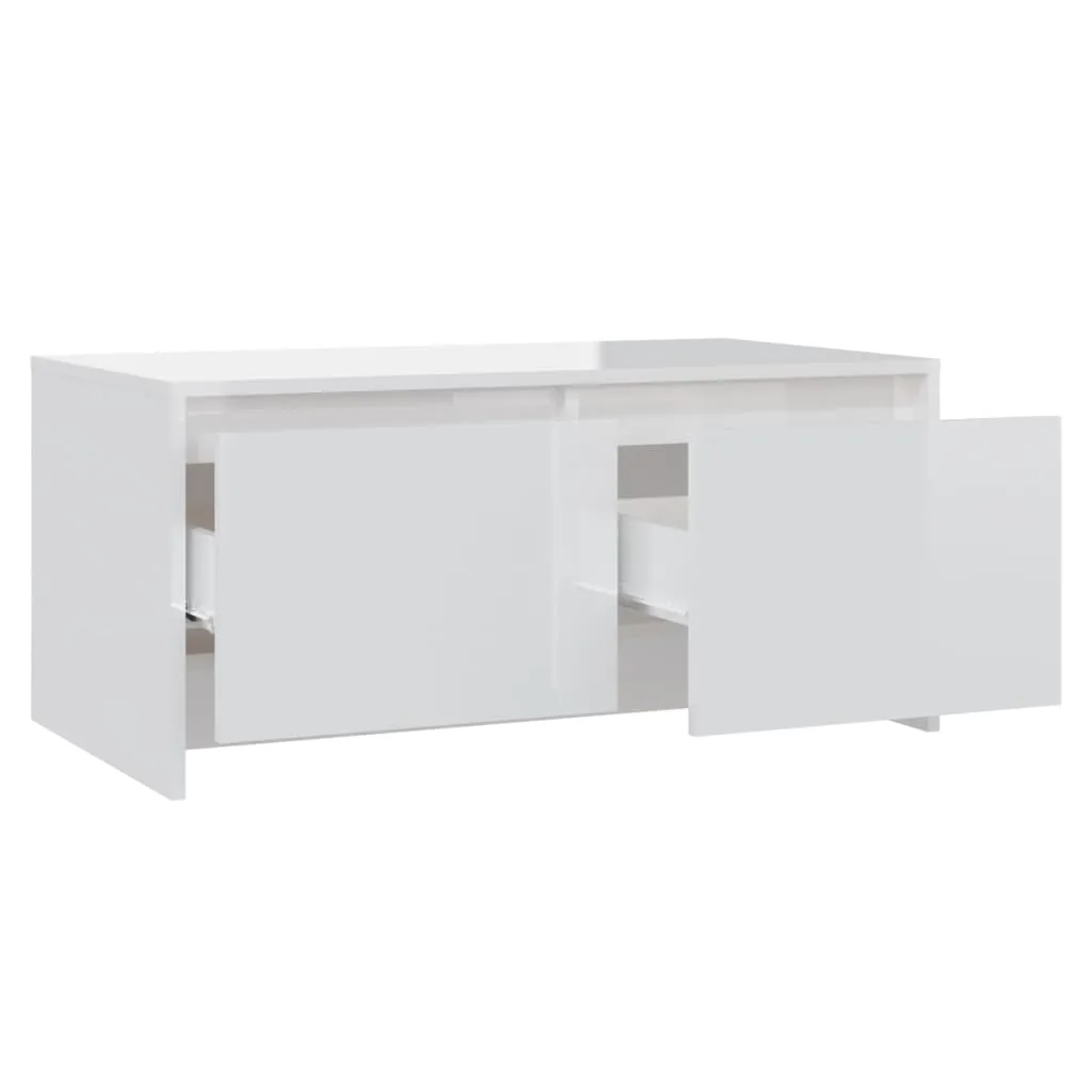 Coffee Table High Gloss White 90x50x41.5 cm Chipboard