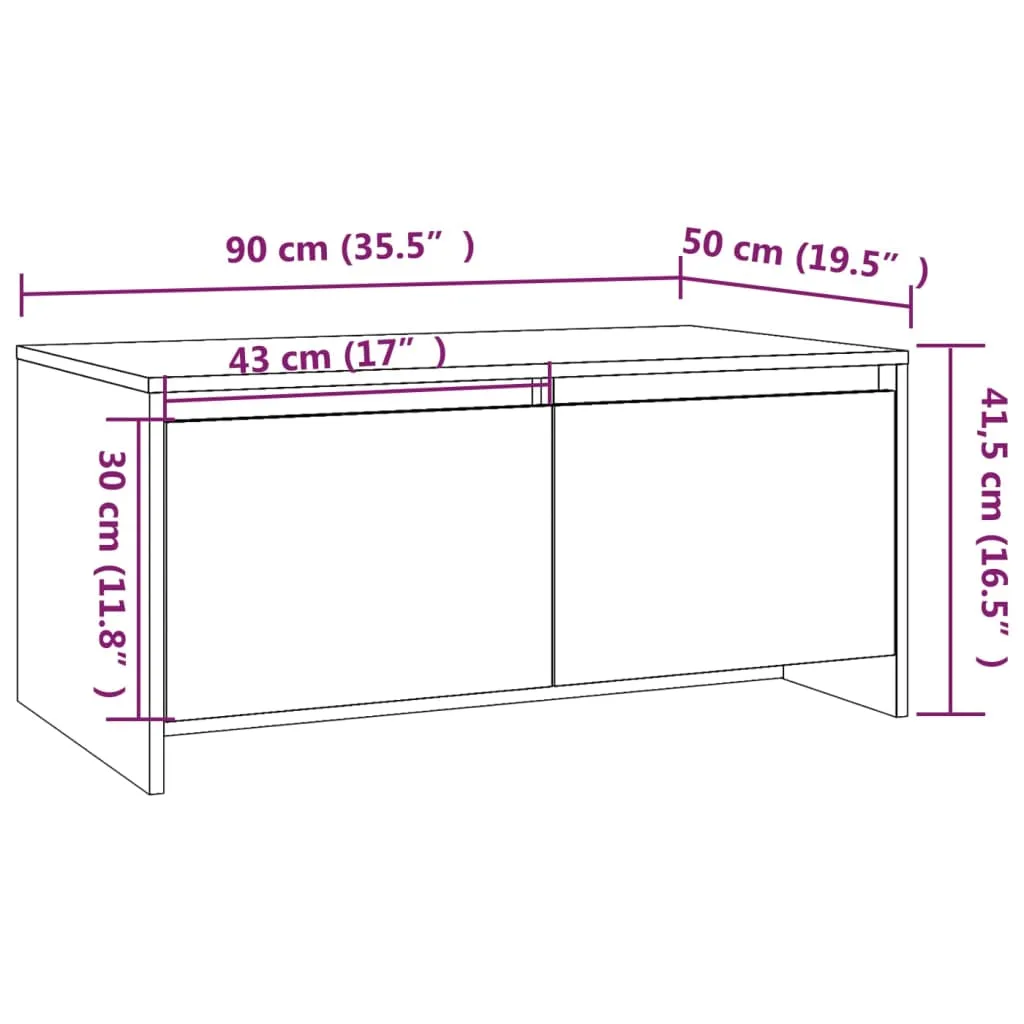 Coffee Table High Gloss White 90x50x41.5 cm Chipboard