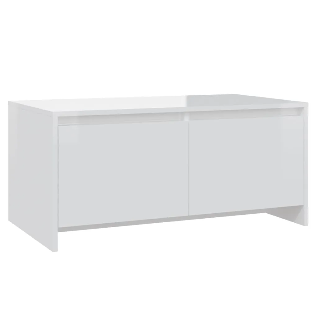 Coffee Table High Gloss White 90x50x41.5 cm Chipboard