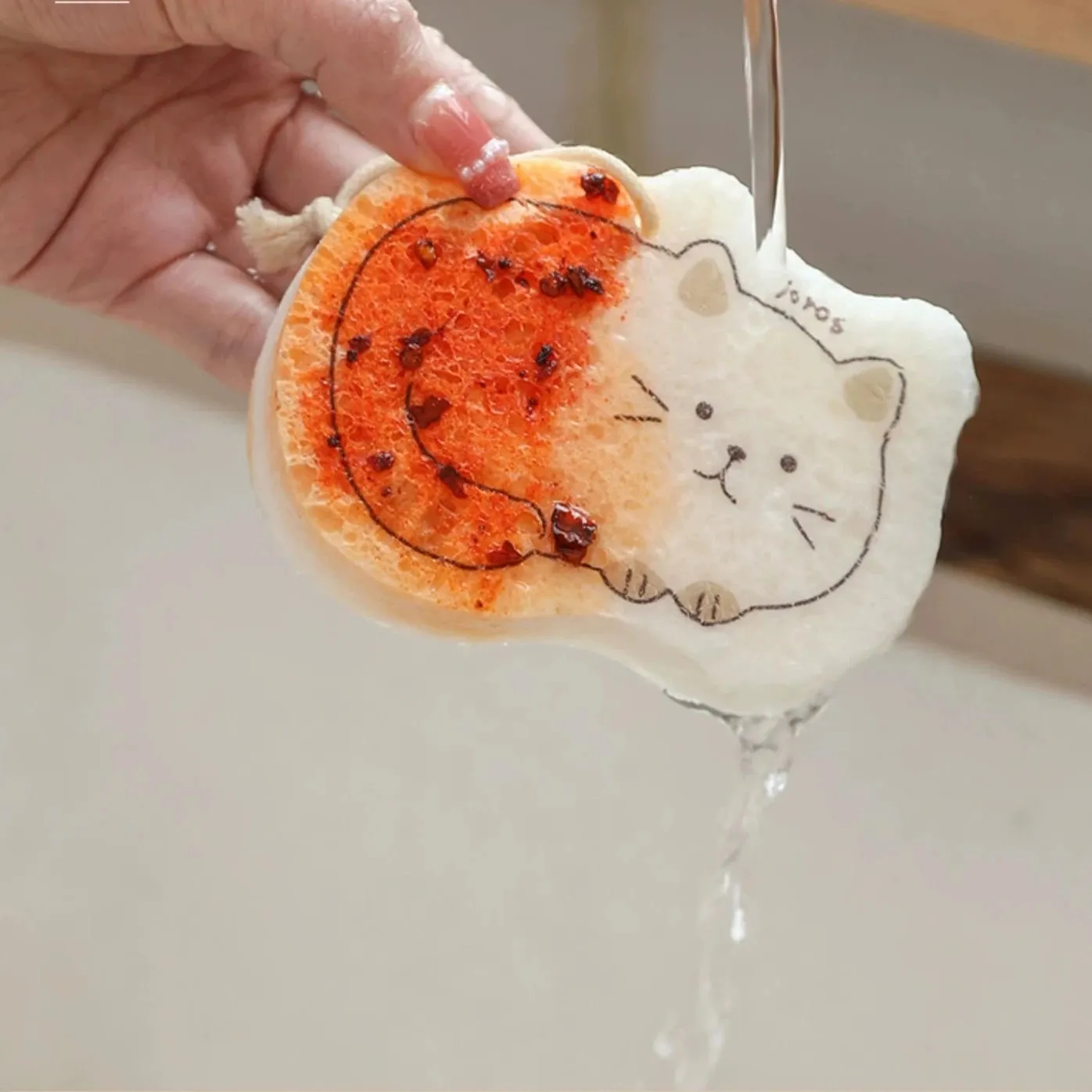 Cute Cartoon Dishwashing Brush and Sponge Set