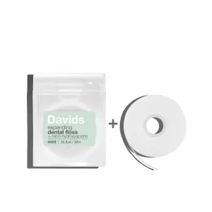 DAVID'S NATURAL TOOTHPASTE - Davids Expanding Dental Floss / Refillable Dispenser   Refill / Mint / 60m