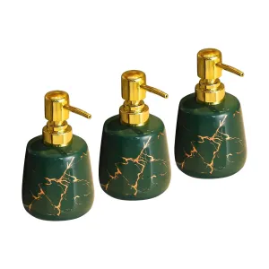 Ekhasa Ceramic Handwash Dispenser Bottle (260ml, Green, Set of 3) | Liquid Soap Dispenser for Bathroom, Wash Basin & Kitchen | Bathroom Sanitizer, Lotion, Shampoo Dispenser | Hand Wash Dispensers Pump