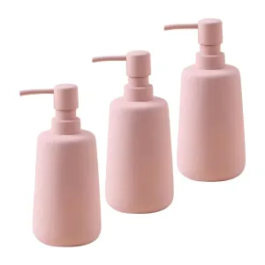 Ekhasa Ceramic Handwash Dispenser Bottle (260ml, Pink, Set of 3) | Liquid Soap Dispenser for Bathroom, Wash Basin & Kitchen | Bathroom Sanitizer, Lotion, Shampoo Dispenser | Hand Wash Dispensers Pump