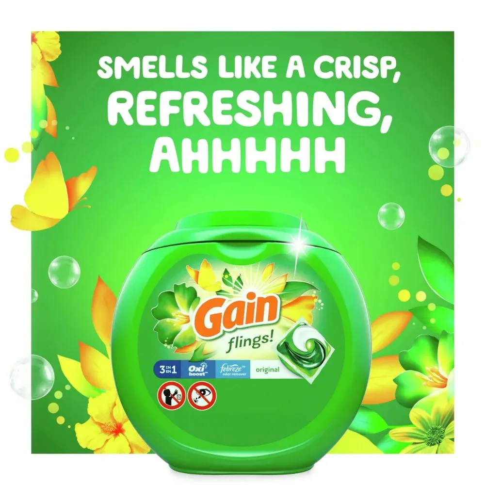 Gain Flings Laundry Detergent Soap Pacs, 112 Ct, Original Scent