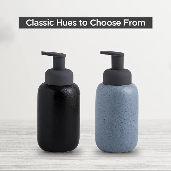 Homestic Foam Soap Dispenser | Stoneware | Ceramic Handwash Bottle for Kitchen | Soap Dispenser for Wash Basin | Bathroom Accessories (Pack of 3)