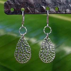 Key West - Sterling Silver Sea Fan Teardrop Earrings