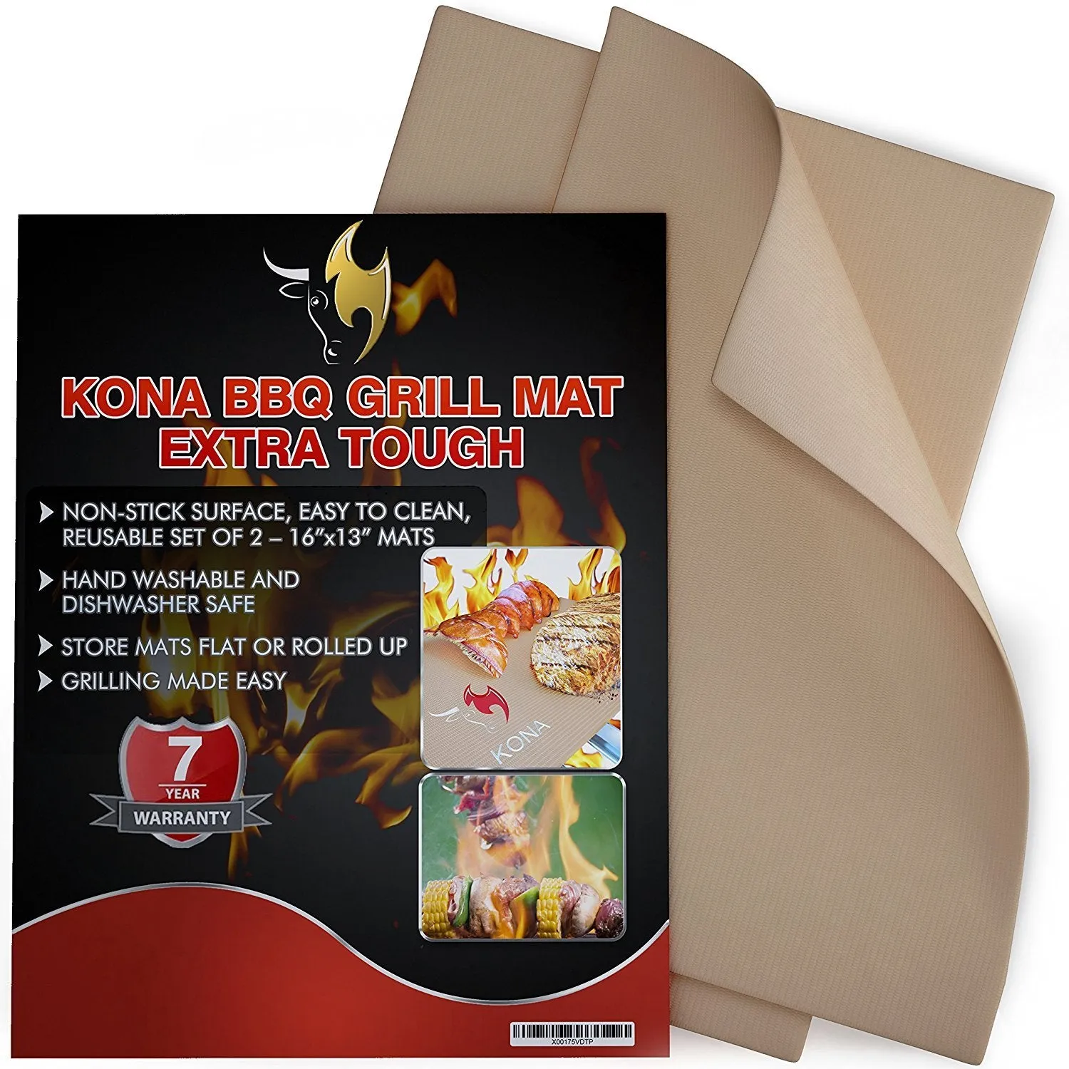 Kona Gold Grill and Bake Mats ~ New ~ Nonstick Heavy Duty Grill Accessories BBQ Mats (Set of 2)