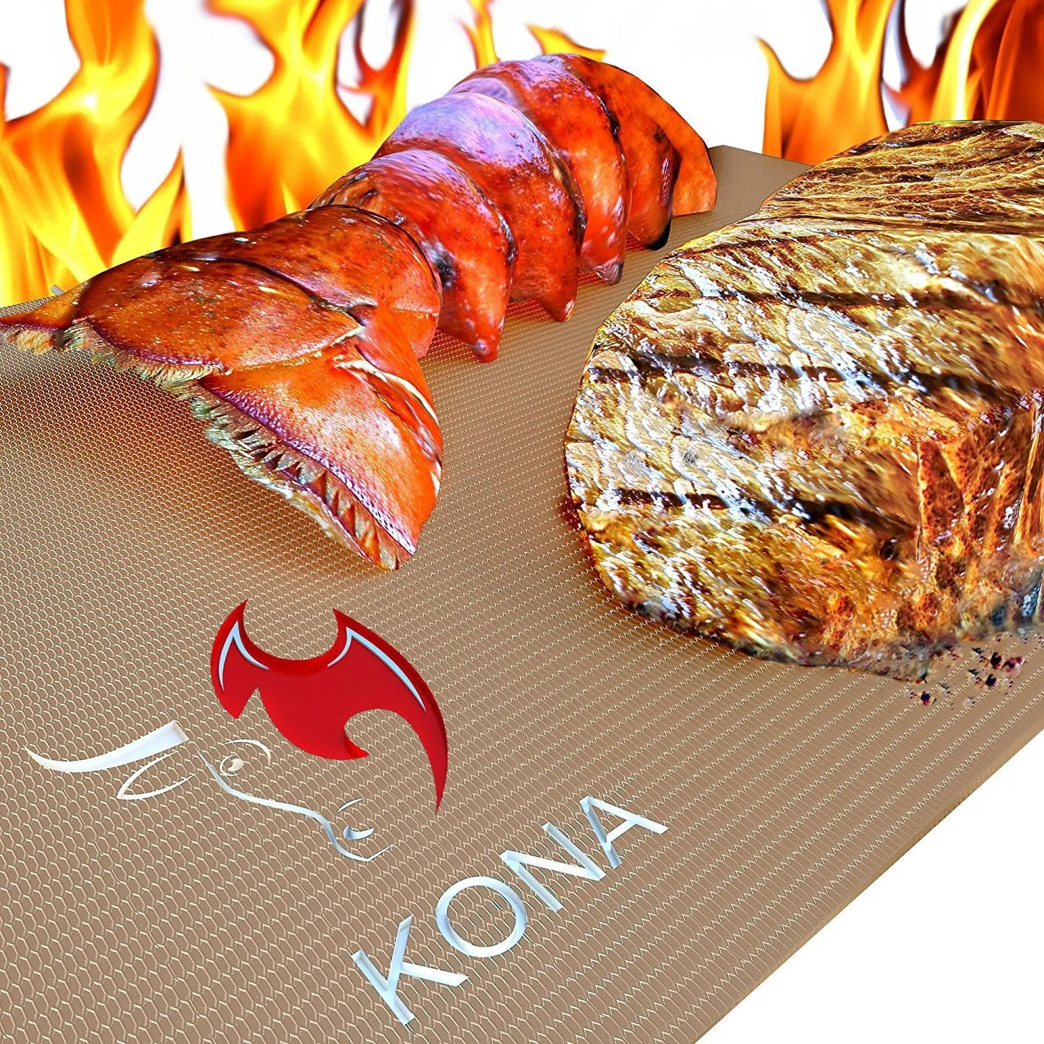 Kona Gold Grill and Bake Mats ~ New ~ Nonstick Heavy Duty Grill Accessories BBQ Mats (Set of 2)