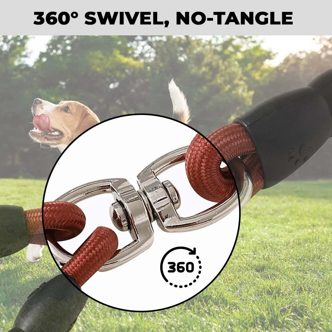 Kuber Industries Double Coupler Dog Leash | Double Dog Leash | Premium PP Fabric | Durable Metal Hooks | 360° Swivel, No Tangle Design | Coffee | Convenient and Tangle-Free Dog Walking Solution